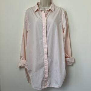 American Apparel Light Pink Long Sleeve Oversized Button Up Shirt Dress Large
